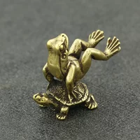 Antique Play Brass Tortoise Frog Miniature Statue Decoration Desk Decoration Home Decoration Bronze Sculpture