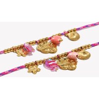 E.B.belle Colorful Woven Rope Flower Shell Pendant Necklace And Bracelet Stainless Steel Charm Pendant Jewelry Set Cute Style