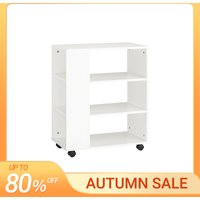 SoBuy FBT68-W Druckertisch mit 7 Ablagen Rollcontainer Bürowagen Beistellwagen Aktenwagen weiß BHT ca: 60x75x35cm