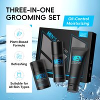 LAIKOU 3-Piece Men's Daily Skincare Kit - Cleanse Refresh Hydrate Essential Men's Beauty Routine Set