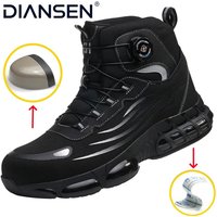 Rotating Buttons Safety Shoes Men Waterproof Steel Toe Safety Footwear Work Boots Men Anti-smash Anti-puncture Protective Boots