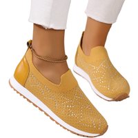 Crystal Women Loafers Shoes Knitting Flats Summer Sport Walking Shoes Fashion New Running Shoes Casual Brand Zapatos Mujer