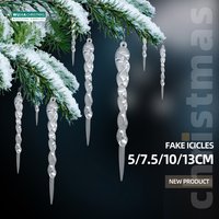 12/24pcs Christmas Simulation Ice Xmas Tree Hanging Ornament Fake Icicle for Winter Party New Year Home Decoration 5/7.5/10/13cm