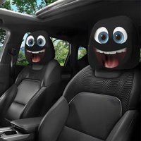 Funny Slanted Eyes Cartoon Print Car Headrest Cover Funny Face Expressions And Cool Decoration Cartoon Face Elastic Protector