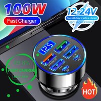 100W Super Fast 4-Port Car Charger for Mobile Phone High-Speed Vehicle Charging Station with Multiple Devices Charging Capacity