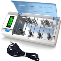Chargeur de batterie intelligent universel avec écran LCD, 6 emplacements, prise ue/US pour piles rechargeables 1.2V Ni-MH AA/AAA/C/D, taille 9V