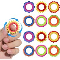 Rotating Fidget Toys Sensory Rings for Kids 6PCS Finger Spinner ADHD Quiet Stress Relief Gifts Classroom Prize Stocking Stuffers