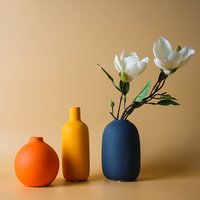 Nordic Ceramic Vase Solid Color Simple Art Flower Pot Decoration With Small Bottleneck For Table Shelf Dining Room