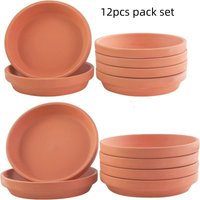 12pcs Small Terra Cotta Saucer Plant Saucer Perfect Tiny Clay Plant Trays Mini Round Plant Pot Saucers, For 4/4.5/5inch Pot