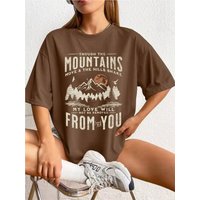Plus Woman Cotton T-Shirts Mountains Setting Sun Printed Short Sleeve Tees Fashion Female Clothes Comfortable Soft Street Tops