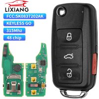 LIXIANG 5K0837202AK /BP KeylessGo Remote Key 315MHz ID48 For Volkswagen VW Tiguan Beetle EOS GOLF JETTA PASSAT NBG010206T