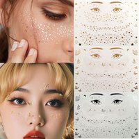 1pc Waterproof Fake Freckles Stickers for Women Metallic Golden Silver Stars Butterfly Freckles for Face Makeup Music Festival