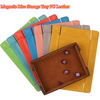 Magnetic Dice Storage Tray PU Leather - Faux Fur Foldable Rectangle Case for Dice Games Accessories