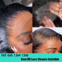 Invisible Real HD Lace 2x6 6x6 5x5 HD Closure Human Hair Tiny Knot Melt Skins 13x4 13x6 HD Lace Frontal Closure Only Pre Plucked