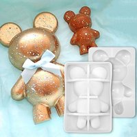 3D Bear Chocolate Mold Silicone Mold Large Size Breakable Bear Cake Mold for Chocolate Bomb Cake Jelly Dome Mousse