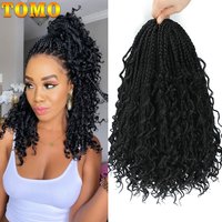 TOMO Boho Box Braids Crochet Hair Synthetic Braiding Hair Extension 14 18 24Inch Goddess Box Braids Crochet Hair for Black Women