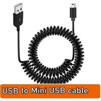 Mini USB Cable 2.5M USB Charger Cable, USB to Mini USB Sync Charging and Data Transfer Spring Coiled Cord for Mini USB Devices