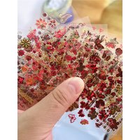 30Pcs/Set Red Golden 3D Nail Art Sticker Hot Stamping Hollow Decals Mixed Designs Adhesive Flower Nail Tips Letter Butterfly Set