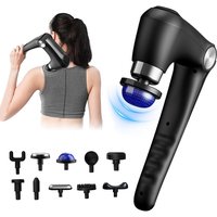 Fascia Gun With Extended Handle Foldable Massage Gun for Neck Back Shoulder Leg Hot Cold Compress Adjustable Body Massagers