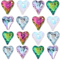 5pcs AB Color Crystal Heart Shape Shiny Single Hole Pendants For Jewelry Making Necklace Phone Charms Handmade Crafts 14x17.5mm