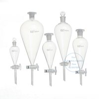 1piece Glass Pear-Shaped Separating Funnel with PTFE/ GLASS Piston for Laboratory Oil Separation 60ml/125ml/250ml/500ml/1000ml