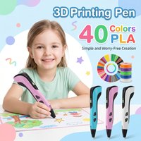 3D Pen Kids 40 Colors PLA Filaments 3D Priting Pen Children DIY Drawing Pens Type C Port Boys Girls Birthday Gifts