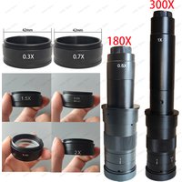 Adjustable 10A Zoom C-Mount Lens Magnification 120X 180X 300X Lab 0.3X 0.5X 0.7X 2X Objective For Industry Microscope Camera