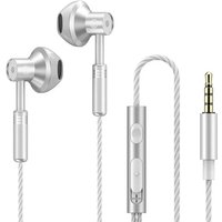 Metallic Texture Wired In-Ear Headphones 3.5mm & Type-C Dual Jack Earbuds Gaming Sports Headset Compatible with Smartphones
