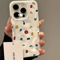 Colorful Alphabet Emoticons Shockproof Phone Case For iPhone 17Air 16 15 14 13 12 11 Pro Max Folds Texture Cute Soft Cover Cases
