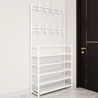 8 Hooks Multifunctional Shoe Hat Rack 4/5 Tier Black White Self Assembly Entryway Bedroom Living Room Office Home Storage Unit