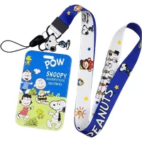 New Snoopy Charlie Long Rope ID Card Holder Student Cards Subway Bus Card Work Permit Access Cards Anti-lost Card Holder Pendant