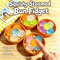 4/5Pcs Mini Dumplings with Steamer Bun Squishy Fidget Toys Set Soft Stress Relief Crystal Squeeze Toys Sensory Toys and Gifts