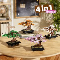 Gobricks MOC cztery pory roku drzewo kwiatowe cegły Model wiosna lato jesień zima drzewo Bonsai dekoracja wnętrz klocki budowlane