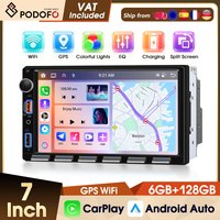 Podofo 7'' Android 6+128G Autoradio IPS-Bildschirm Android Multimedia-Player WIFI GPS FM RDS EQ Auto-Musikplayer Carplay Android Auto