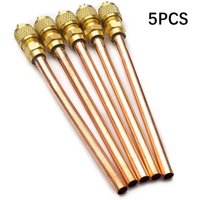 5Pcs Set Refrigerant Charging Valve HVAC One-Way Service Valve Tube for Air Conditioner Cooling Systems,Copper Brass Repair Part
