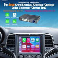AUTOTOP Bezprzewodowy Dekoder CarPlay Android Auto do Jeep Commander Dodge Challenger Journey Chrysler 300C Fiat Viaggio 2014-2019 Zestaw Retrofit Plug and Play Mirror Link Bluetooth WiFi AUX Kamera