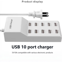 10 Ports USB Hub Fast Charger Portable Type C Power Adapter for Home Office Travel Wall Charger EU/UK/US Plug Power Strip Socket