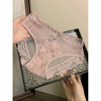 French Lace Mesh Panties Women's Sexy Low-Rise Embroidered Breathable Underwear Soft Thin Breathable Briefs All-season Lingerie