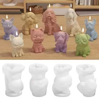 3D Sitting Dog Cat Shape Candle Silicone Mold DIY Cute Animal Resin Mould Gypsum Making Tool Valentine's Day Gifts Home Decor