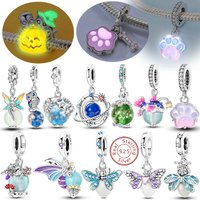 Luminous series 925 Sterling Silver Charms Beads Pendant Firefly Elf Paw Planet Charm Fit Original Bracelet Women Jewelry Gift