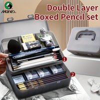 Marie's Pencil Set with Double Layer Box with Charcoal Graphite,Pencils,Erasers,Knife, for Painting,Writing for Adults(23/27pcs)
