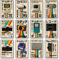 Vintage Gaming Console Canvas Wall Art Print Poster Retro Camera Decorative Painting for Home Living Room Bedroom Decor Gift