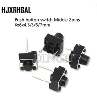 50Pcs Middle 2 pins 6X6x5mm 2PIN dip TACT push button switch Micro key power tactile switches 6x6x5 6*6*5MM Light touch