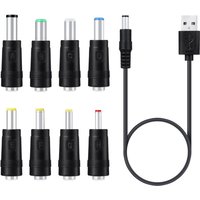8 in 1 5V USB to DC 5.5x2.1mm 3.5mm 4.0mm 4.8mm 6.4mm 5.5x2.5mm 6.3mm Plug Charging Cord For Fan Speaker Router LED Lamp