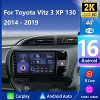 Wireless Carplay For Toyota Vitz 3 XP 130 2014-2019 Android 16 Auto Radio Multimedia Video Player GPS Navigation No 2din DVD