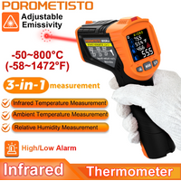 -50~800℃ Digital Infrared Thermometer High/Low Temperature Alarm Humidity Meter LCD High-Precision NCV Laser Temperature Meter