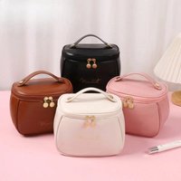 Large PU Leather Waterproof Cosmetic Bag Travel Makeup Organizer Toiletry Bag Gift For Women