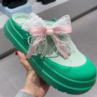 Butterfly Bow Shoelaces Buckles DIY Floral Ribbon Wool Flower Accessories Pearl Shoes Chain Decoration For Casual Sandals Shoes