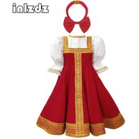 Russian Dance Costume Kids Girls Classical Traditional Belarus Heritage Folk Dance Dress Stage Performance Ethnic Clothing