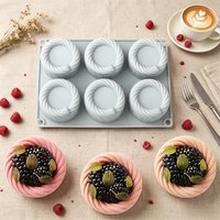6 Cavity Rope Flower Basket Silicone Mold 3D Cylinder Mousse Cake Chocolate Dessert Pudding Baking Mold DIY Handmade Candle Mold